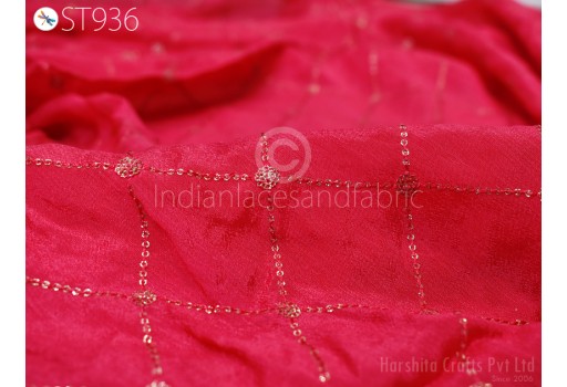 Coral Red Indian Wedding Dupatta Gota Kiran Embroidered Chiffon Long Dupatta Chuni Bridal Veil Lehenga Stole Punjabi Chunni Head Scarf Women
