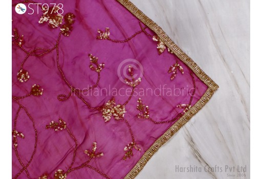  Women Indian Organza Dupatta Hand Embroidery Silk Organza Dupatta Light Weight Indian Bridal Wedding Lehenga Women Chunni Veil Scarf Dress Gift for Her.