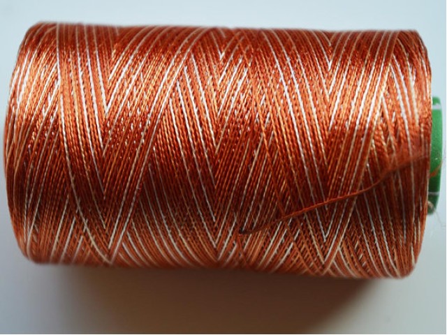 Burnt Orange and Ivory Silk Thread Spool Art Silk Thread