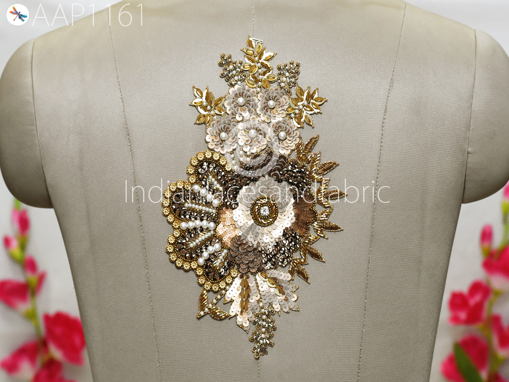 1 Piece Gold Floral Patches Appliques Wedding Dresses Costumes