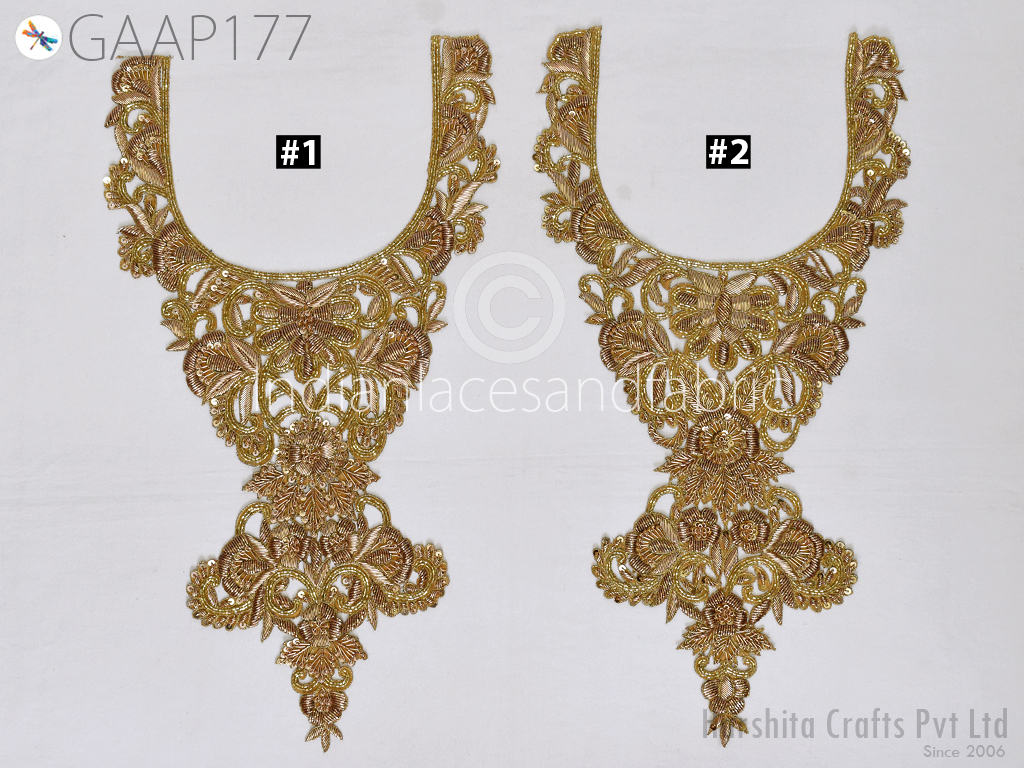 1 pair Luxury 3D Ivory Beaded Lace Applique Embroidery Patche Trim Bridal  Collar | eBay