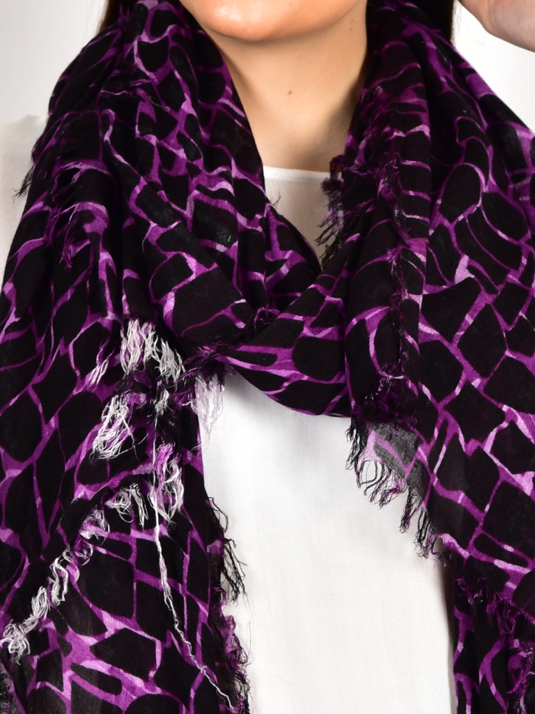 Soccx Summer Scarf lilac-black themed print casual look Accessories Scarves Summer Scarfs 