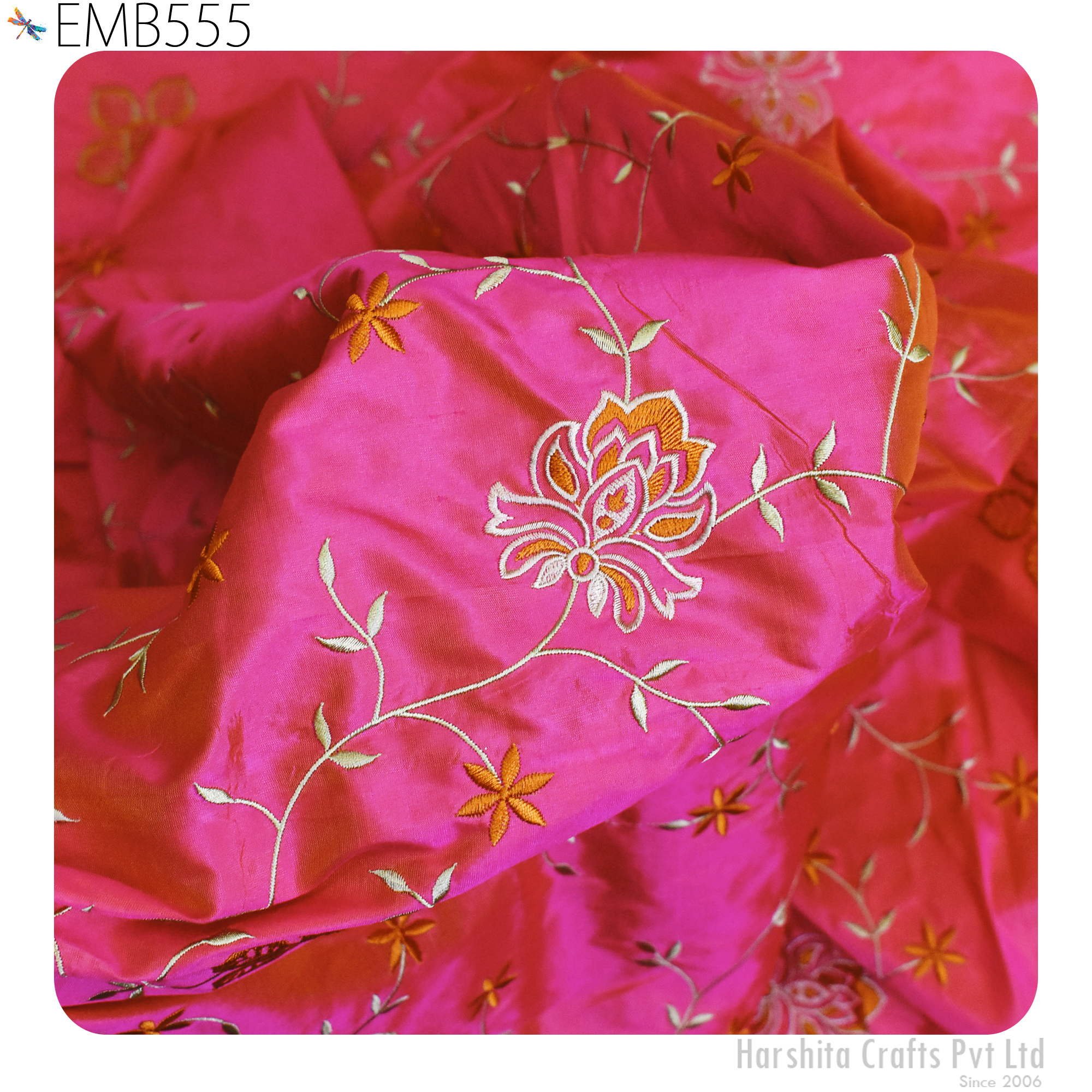 80gsm Mulberry Silk Dress Material Embroidered Fabric by the yard Indian Embroidery Fabric Silk Scarf Curtain ..