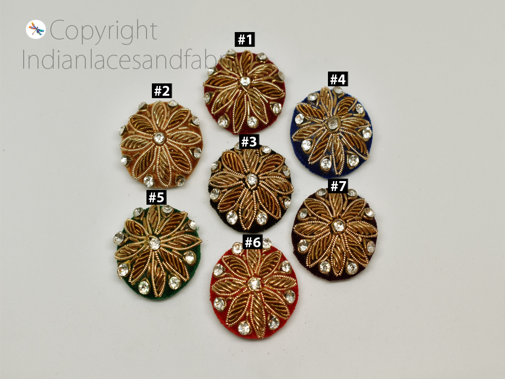 12 Pieces Zardozi Button Handcrafted Decorative Indian Embroidered