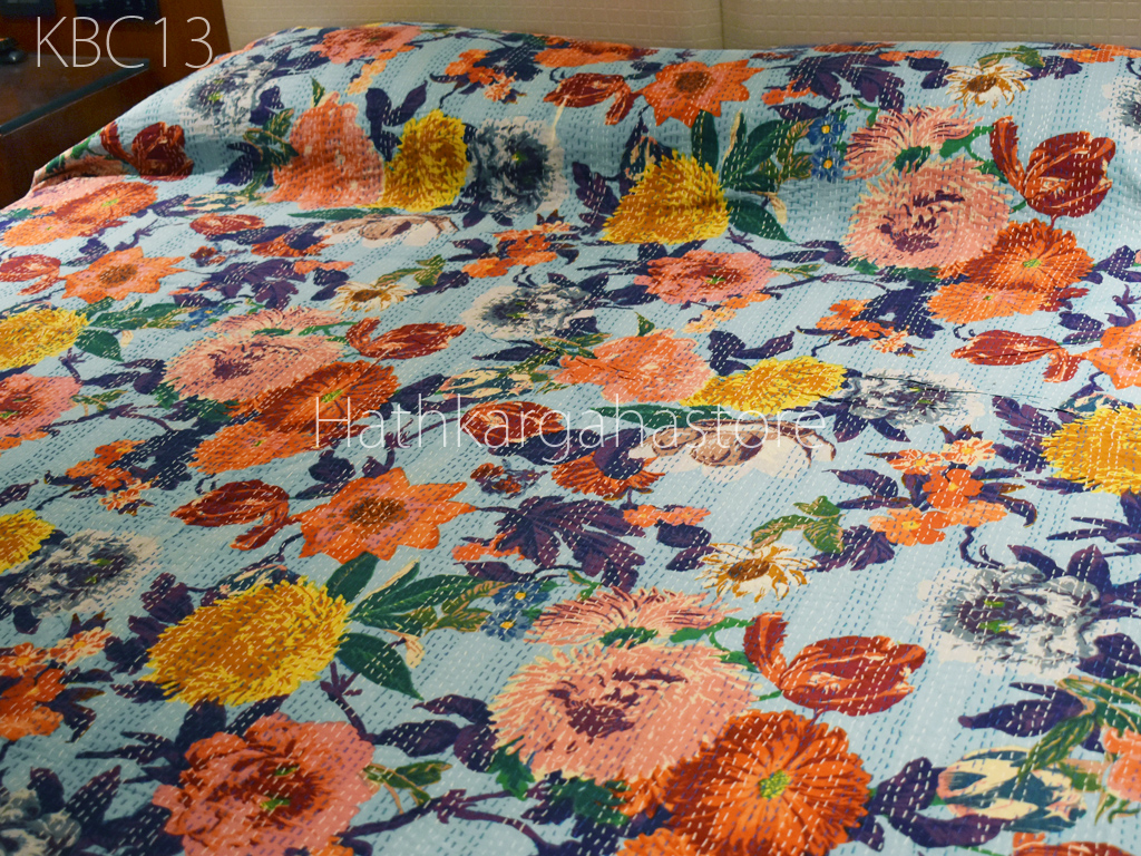 Details about   Black Color Kantha Quilt Home Bedding Bedspread 100% Cotton Blanket Indian Gudri 