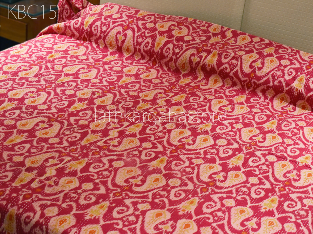 Tribal Asian Textiles Ikat Print King Size Kantha Quilt King Kantha copriletto Bed Cover Kantha Blanket Bohemian Bedding Kantha Dimensioni 228,6 x 274,3 cm 010 