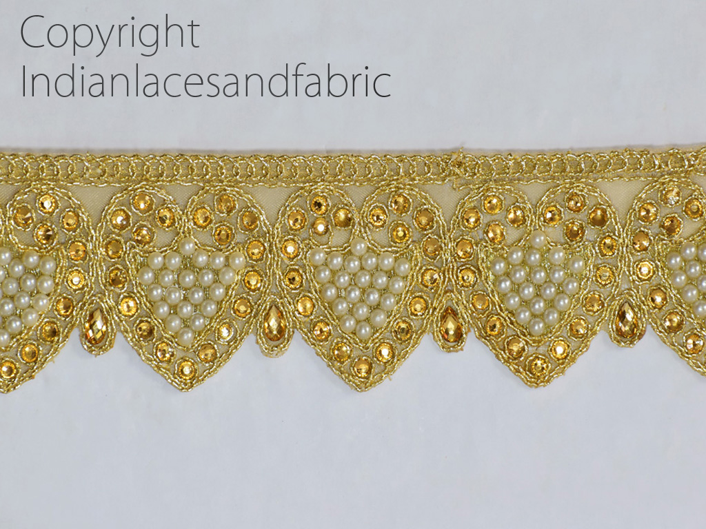 Fancy Gold Sequin Lace Trim Bridal Wedding Ribbon Craft Sari Border 4cm x 1Yard BURGUNDY 