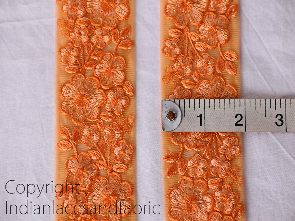 Beautiful Stunning Orange Wholesale 1.7 Decorative Embellishments Crafting Ribbon Gypsy Bohemian Indian Sari Border Craft Supplies Clothing Accessories Home Decor Trim by 9 Yard for Clutches