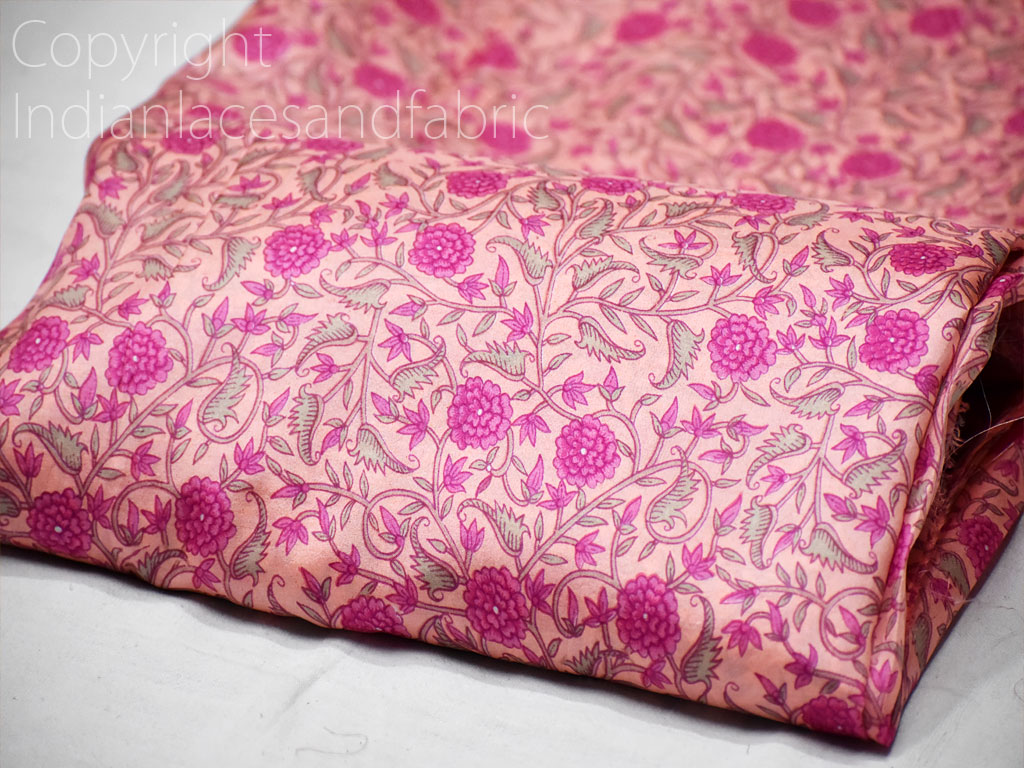 Vintage Sari Pink Dress Women Wrap Cotton Silk Craft Fabric Dressmaking Scrap Striped Embroidered Craft Fabric Sari Scrap Dress