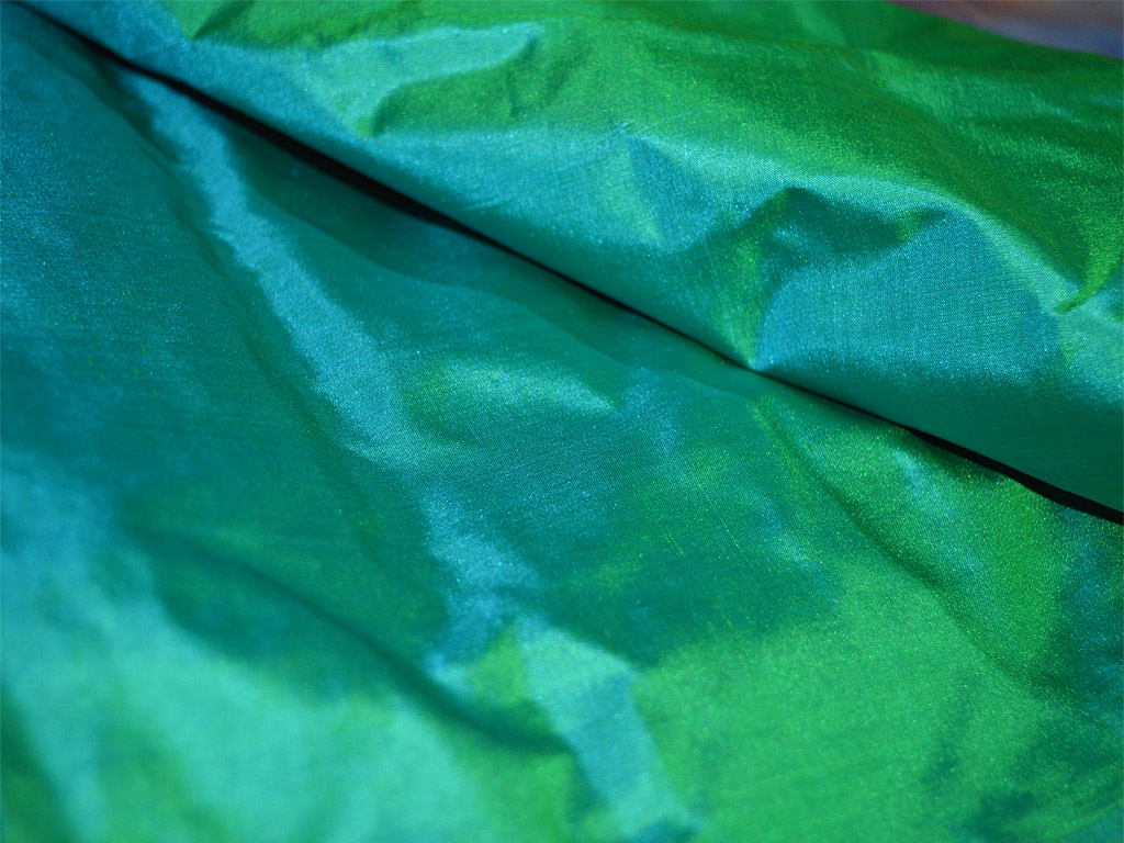 Indian peacock green plain pure silk fabric