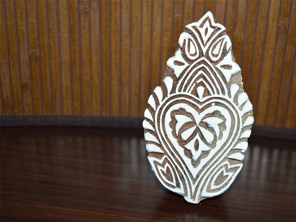 Decorative Indian Wooden Leaf Stamps Hand Carved Textile Printing Block Wood 