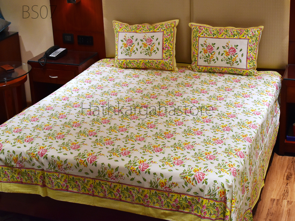 Indian Cotton Bed Sheet Set Hand Block
