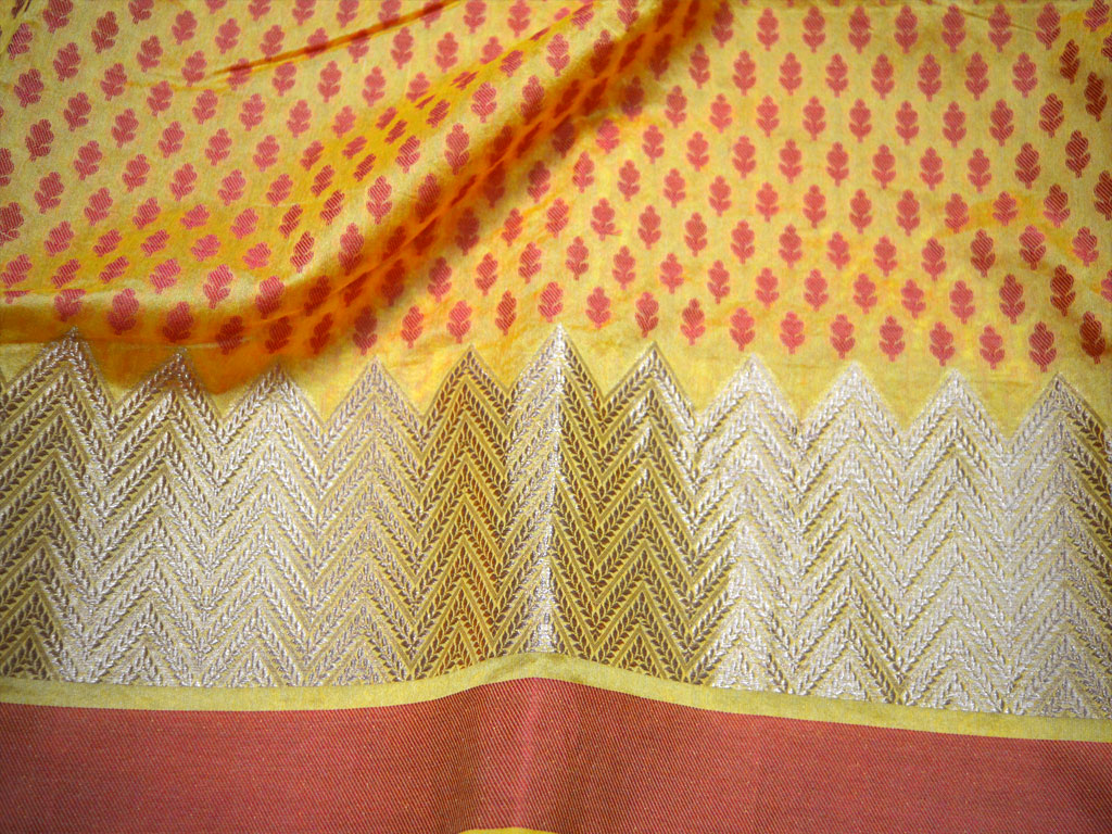 Yellow Chanderi Brocade By The Yard party wear Dress Fabric Crafting Sewing Costume Home Décor Cushion Covers Curtains Table Runners