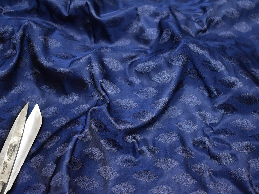 Wedding lehenga making navy blue sewing jacquard fabric blended banarasi brocade bridesmaid dresses by the yard fabric crafting cushion covers sherwani vest coat dresses brocade