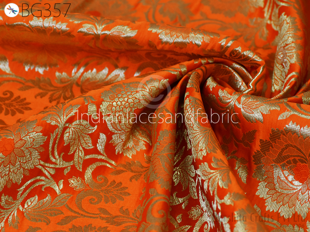 Indian Brocade Fabric Banarasi Brocade Fabric by the Yard Benares