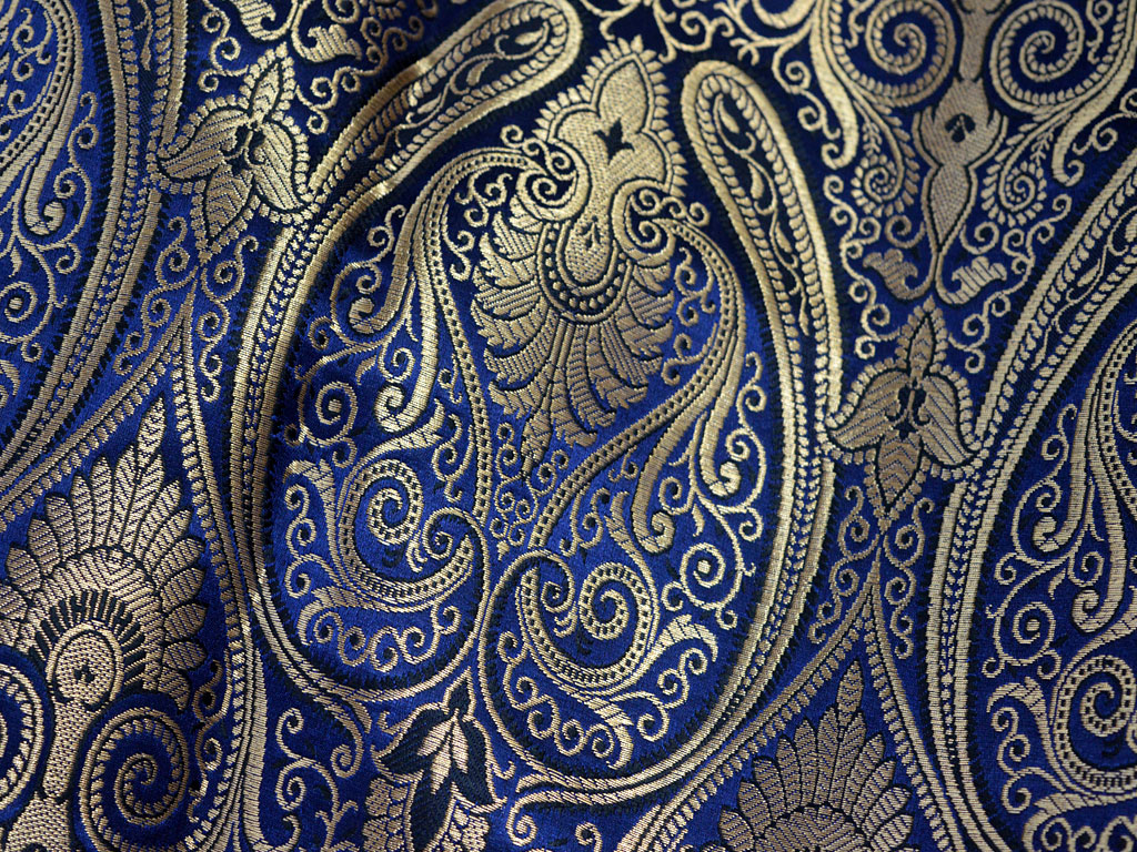Navy Blue Brocade Fabric by the Yard Wedding Dress Banaras brocade for evening jacket table runner curtains home decor Indian Blended Silk