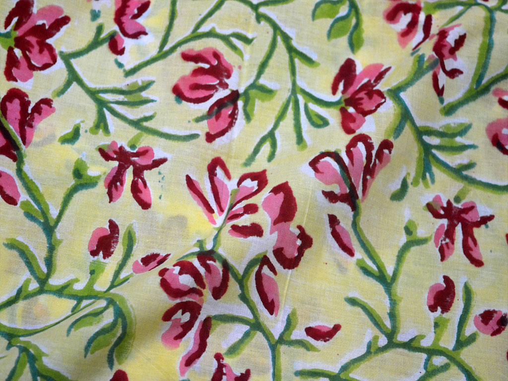 Indian fabric for quilting Hand Stamped Block Print Cotton