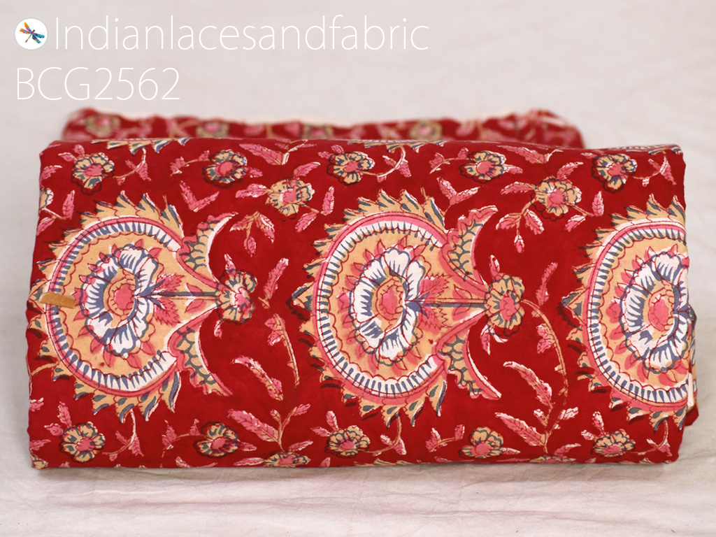 Handmade Cotton Fabric Red Ikat Print Sewing Material Boho Fabric By Yard  Robe