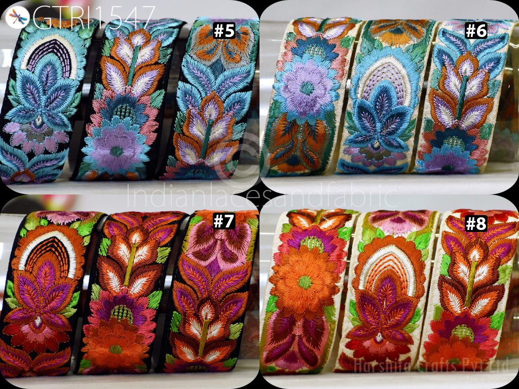 3 Yard Indian Trim Decor Sari Border DIY Crafting Ribbon Sewing Fabric Embroidered Decorative Costumes Cushion Curtain Home Decor Trimming