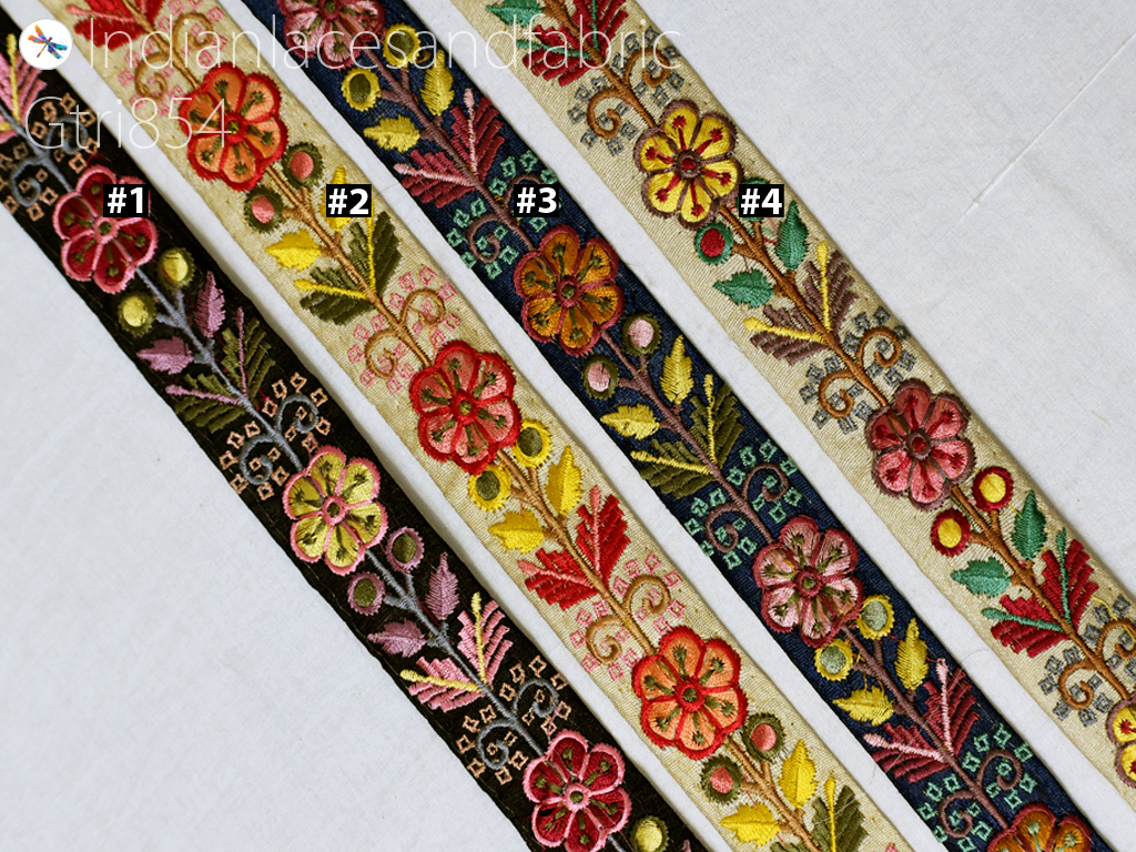 9 Yard Indian Embroidered Fabric Trim Gift Wrapping Ribbons Sari Embellishment Bridal Belt Festival Sewing DIY Crafting Border Embroidery Cushion Lace Home Décor Hair Clothing Accessories